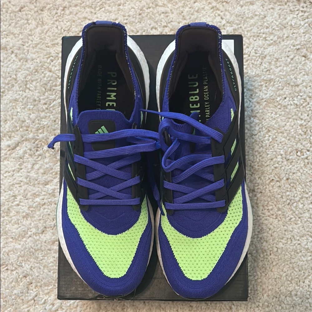 Adidas Blue and Green Athletic Shoes for Performance
